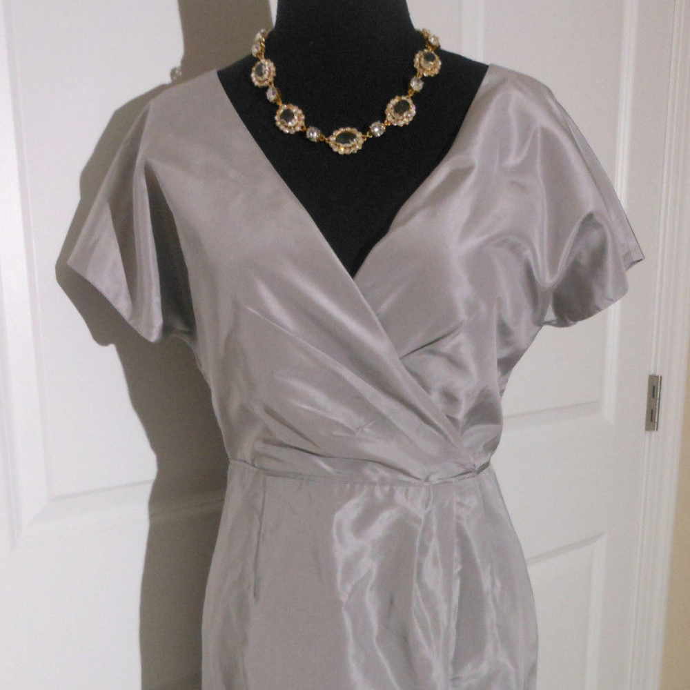 J CREW Lexa Dress in Silk Taffeta 6 NWT GREY - Picture 2 of 7